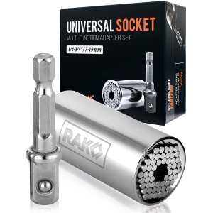 RAK Universal Socket Tool Stocking Stuffer Gifts for Men - Super Socket Gifts for Him - Adjustable Grip Socket Adapter Set for Husband, Mechanic, Handyman, Tools for Men - Christmas Gifts